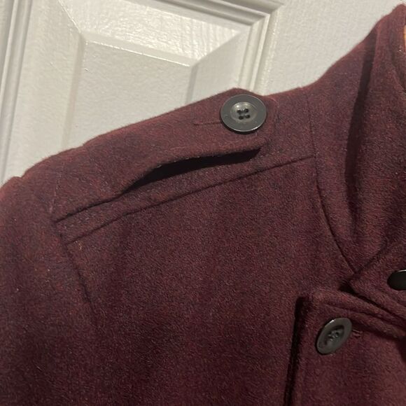 Kenneth Cole New York Maroon Wool Blend‎ Double Breasted Pea Coat Size M - Picture 5 of 16